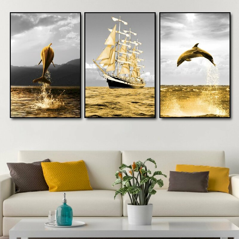 Mẫu bộ tranh canvas thuận buồm xuôi gió phong thuỷ đẹp