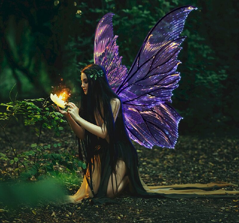 Tranh dán tường 3D tiên nữ xinh đẹp với đôi cánh thiên thần