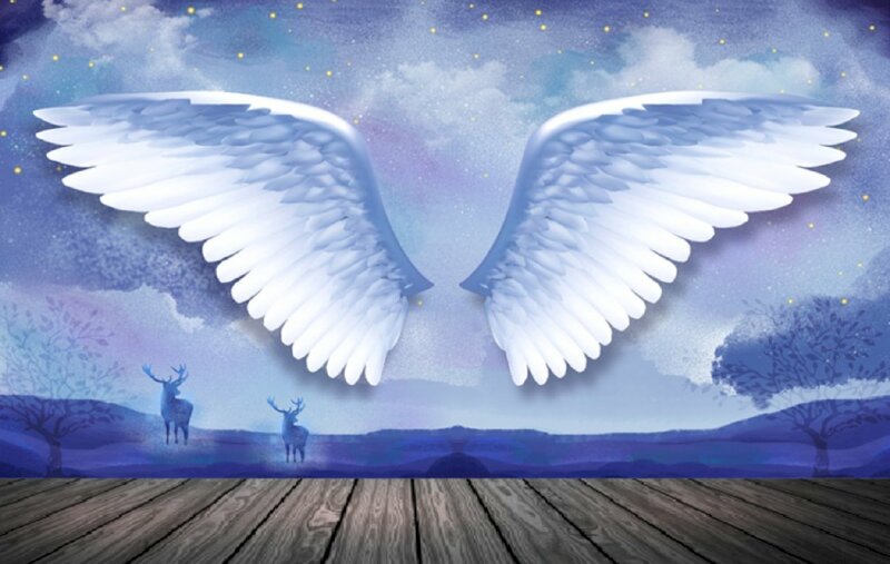 Tranh dán tường 3D cánh thiên thần tuyệt đẹp dùng làm background