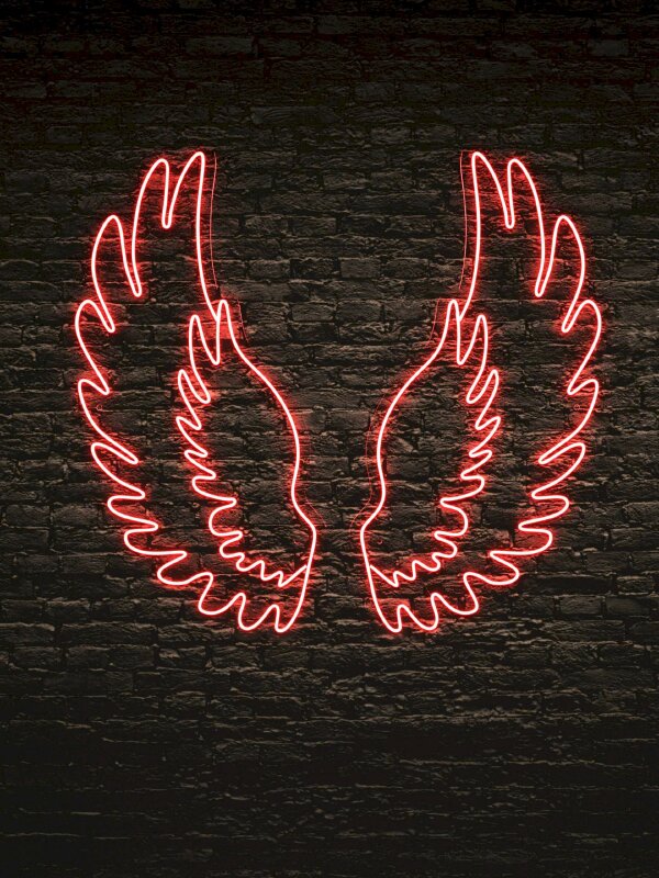 Tranh 3D dán tường cánh thiên thần màu sắc đỏ