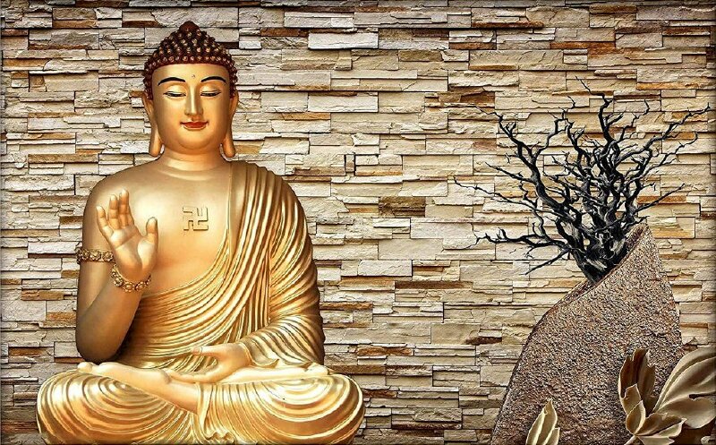 Tranh dán tường hình Phật 3D tuyệt đẹp