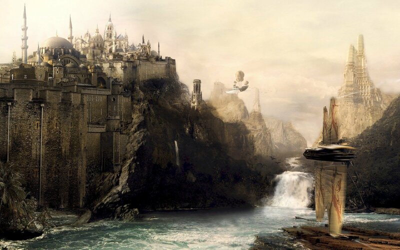 Tranh dán tường phong cảnh thành phố cổ đẹp, nghệ thuật