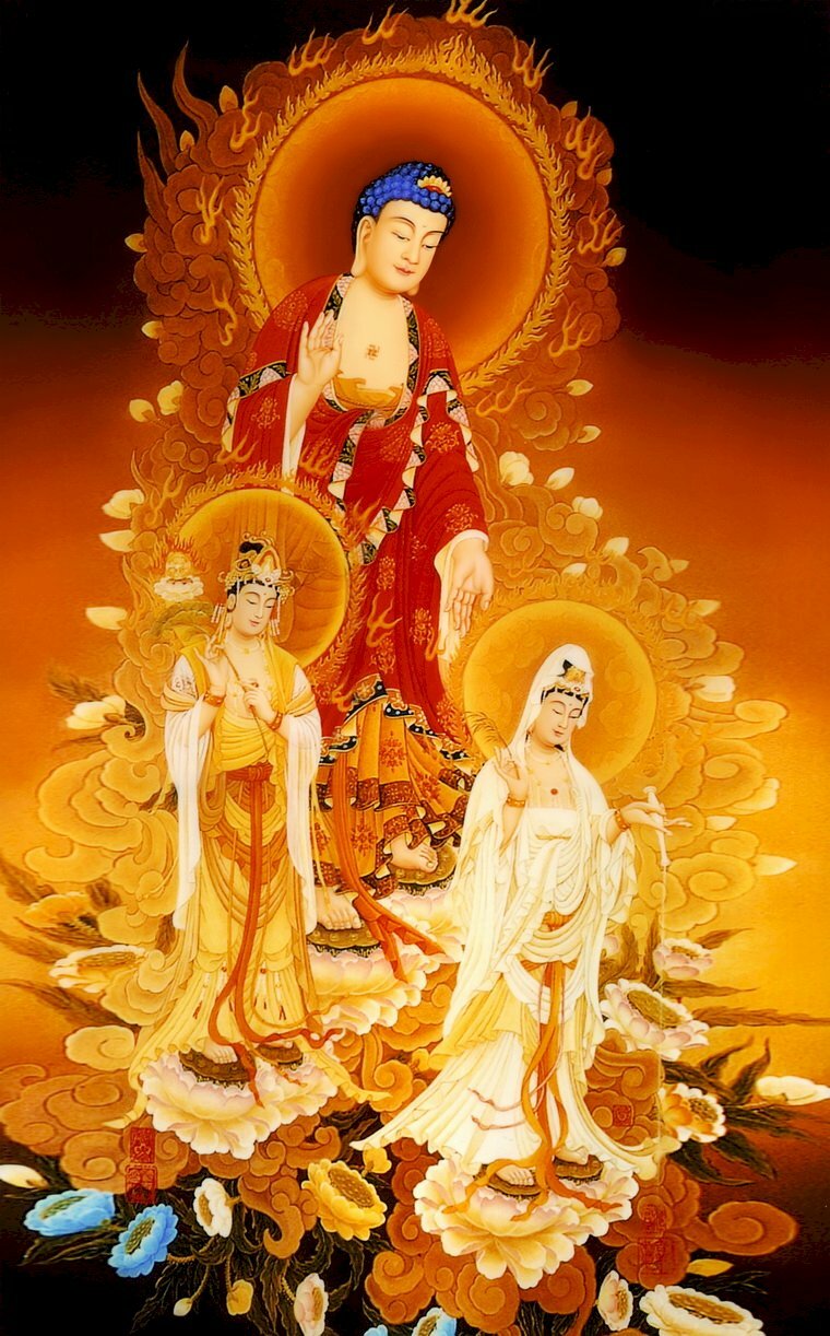 Tranh Tam Thế Phật dán tường đẹp