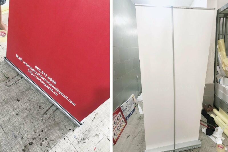 Mẫu Standee cuốn chân nhôm tốt
