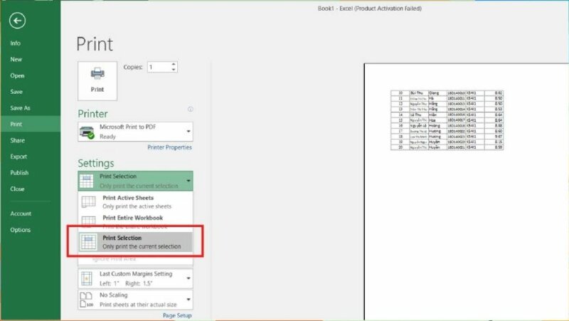 Cách in hết trang giấy A4 trong excel