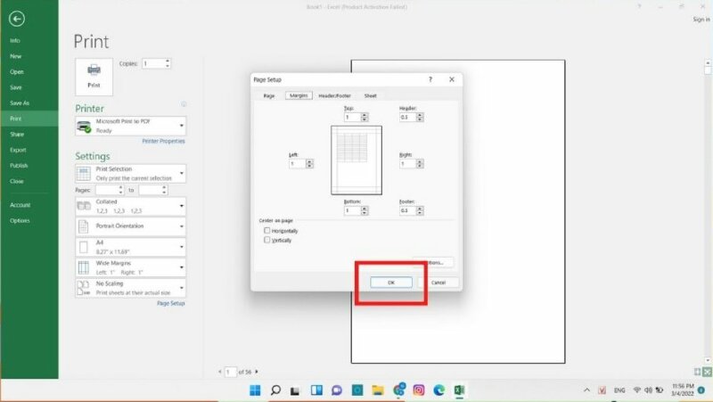Cách căn chỉnh Excel vừa trang A4