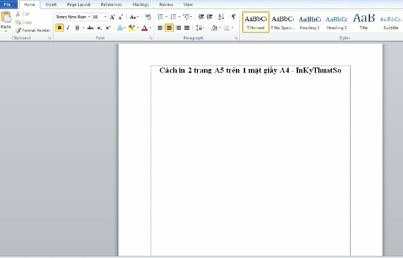 Mở file Word chuẩn bị in 2 trang A5 trên 1 A4