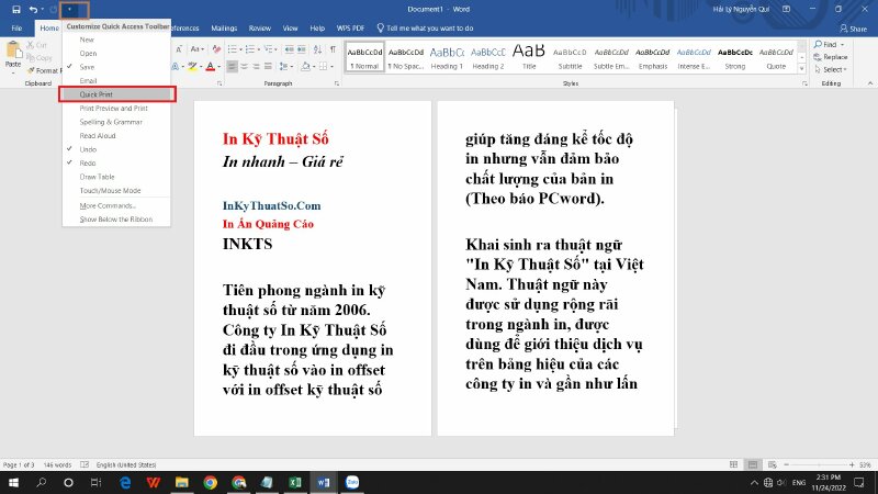 Mẹo cài đặt in Word nhanh nhất - Inkythuatso