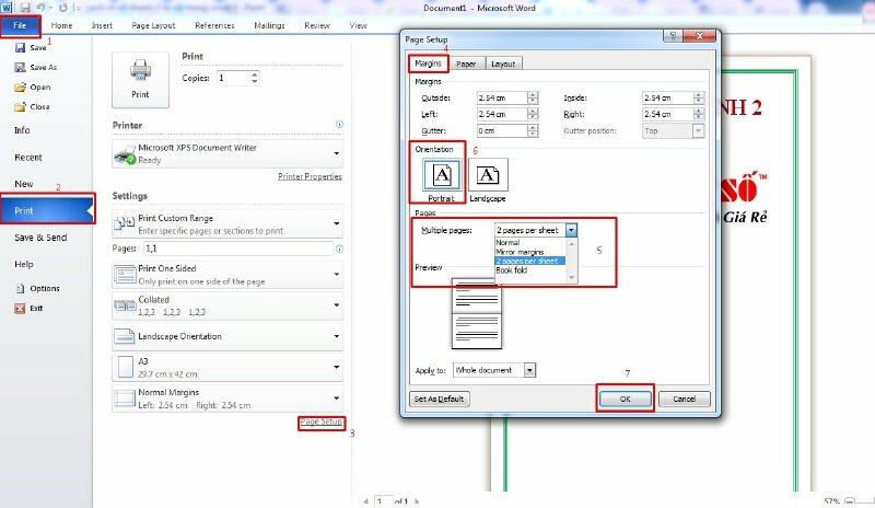 Bước 2: Cách in A3 thành 2 tờ A4 theo chiều ngang