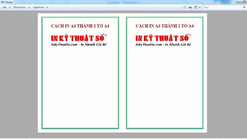 Đây là kết quả in A3 thành 2 tờ A4 theo chiều dọc