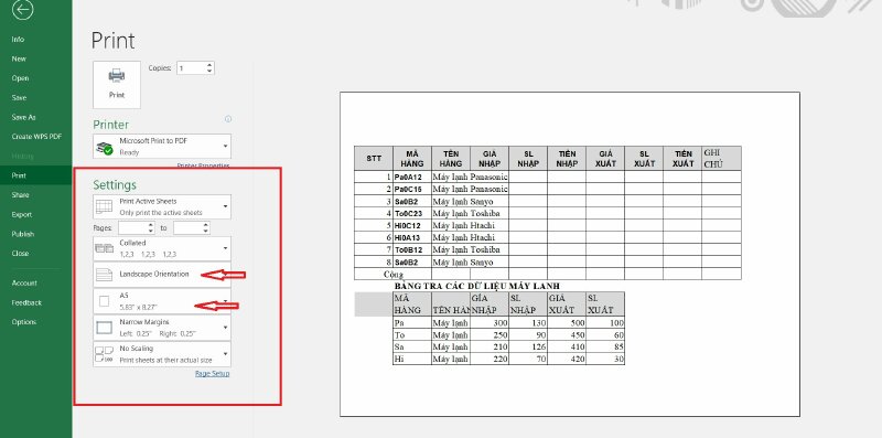 Cách In giấy A5 ngang trong Excel bằng tủy chỉnh Print - Inkythuatso