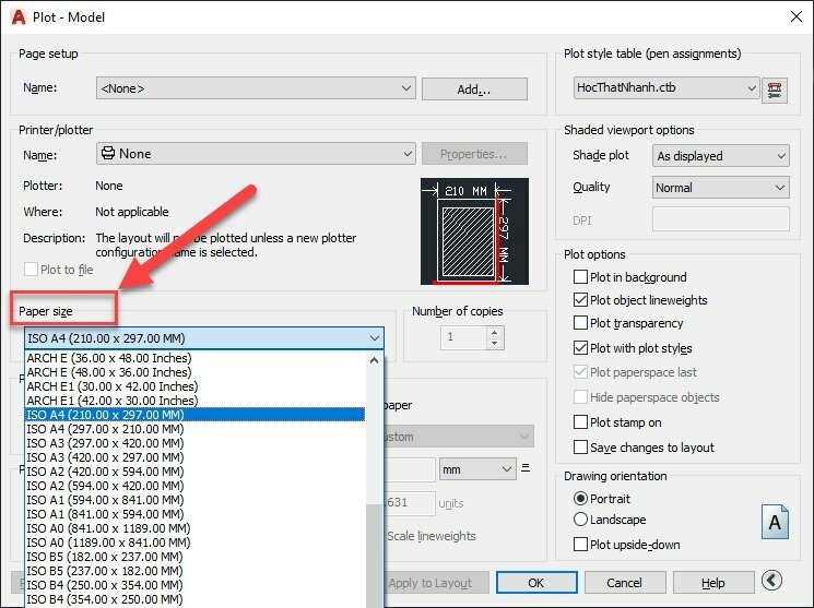 4. Các bước thiết lập in trong AutoCAD