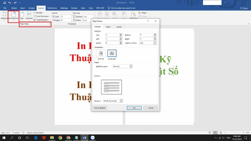 Cách in giấy A5 ngang trong Word bằng Layout - In Kỹ Thuật Số