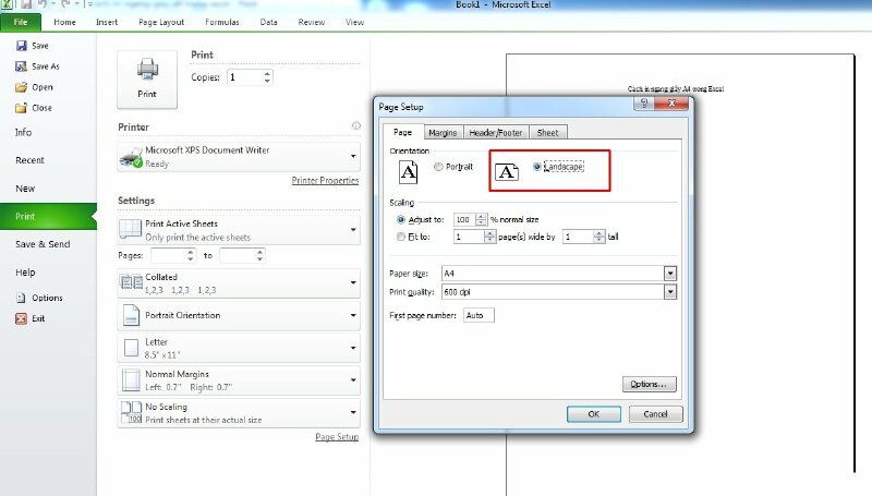 Cách in Excel nằm ngang dễ dàng và nhanh chóng