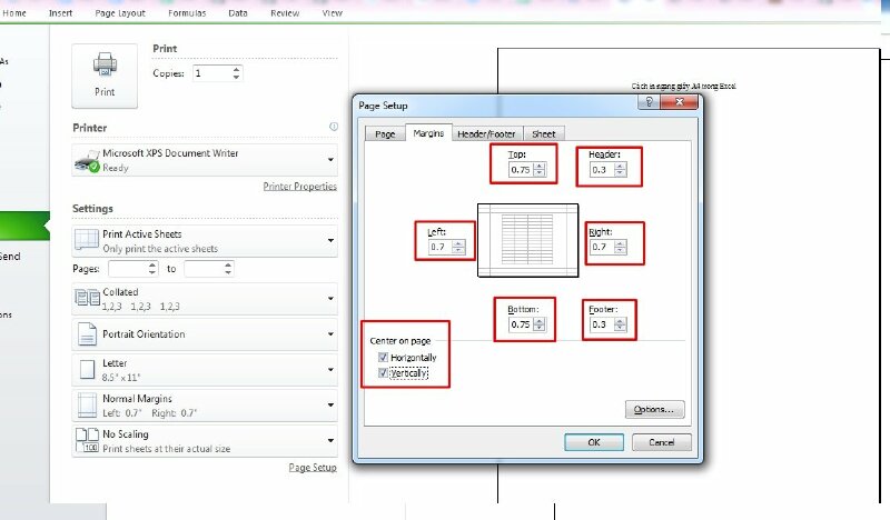 Thiết lập chiều ngang trang in khổ A4