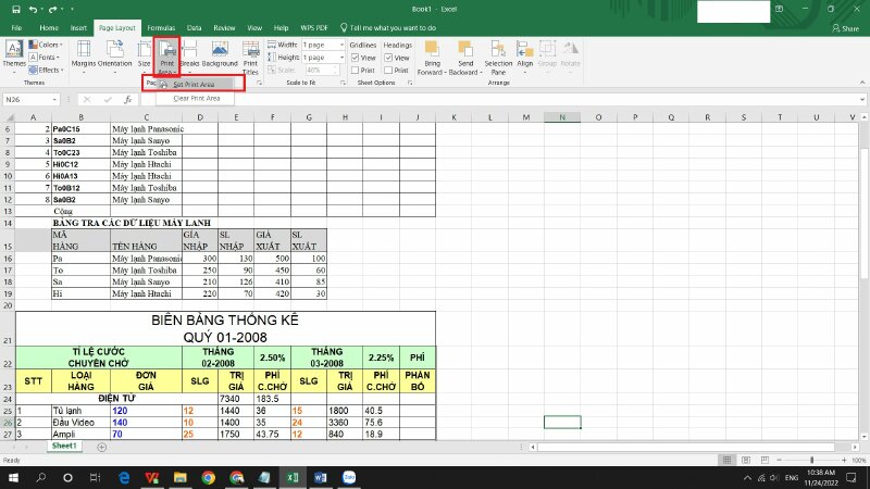 Cách chọn 1 vùng in trong Excel - In Kythuatso