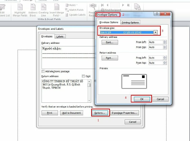 Hướng dẫn chi tiết cách in phong bì từ giấy A4