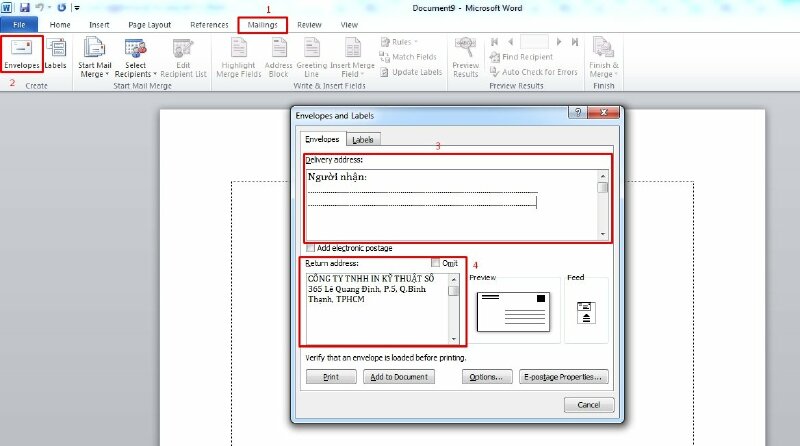 Hướng dẫn chi tiết cách in phong bì từ giấy A4