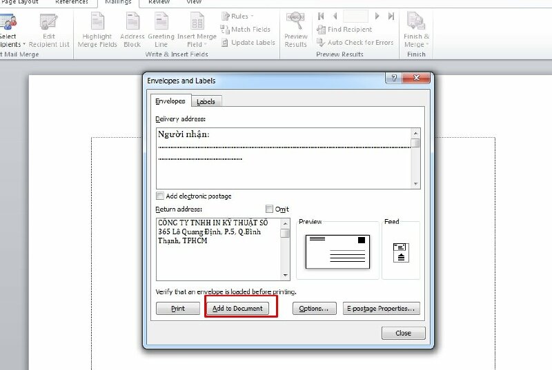 Hướng dẫn chi tiết cách in phong bì từ giấy A4