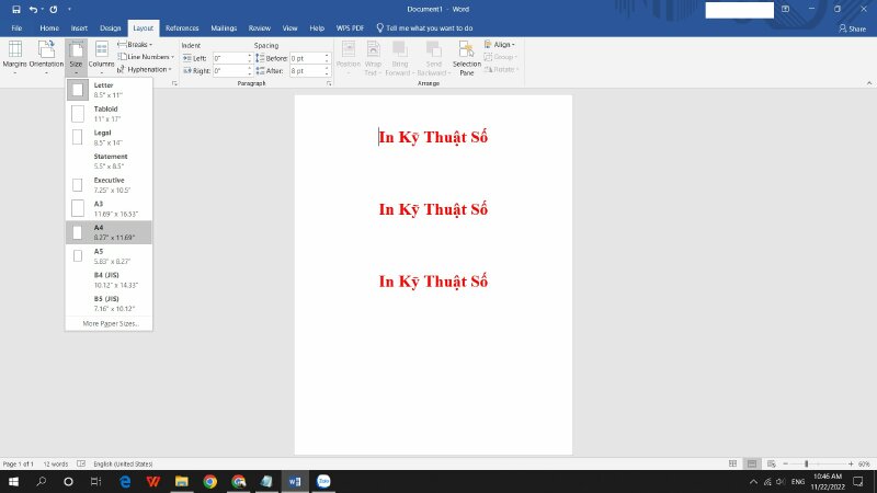 Cách in khổ A3 sang A4 trong Word - Inkythuatso