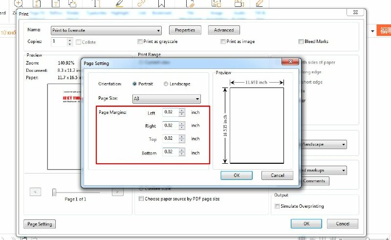 Cài đặt căn lề trang in tài liệu PDF trên khổ A3