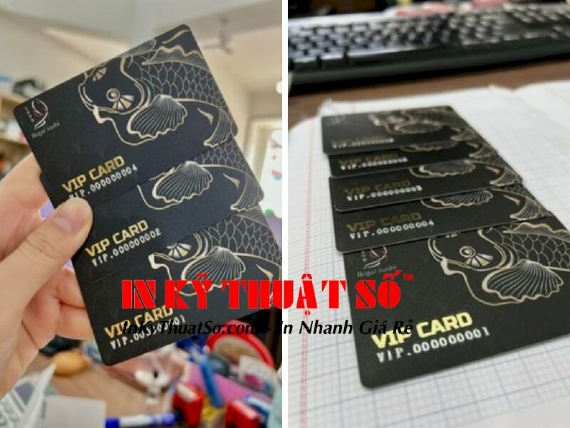 Mẫu thẻ nhựa Vip Card ép kim mạ vàng dập nổi số theo ký tự chuẩn