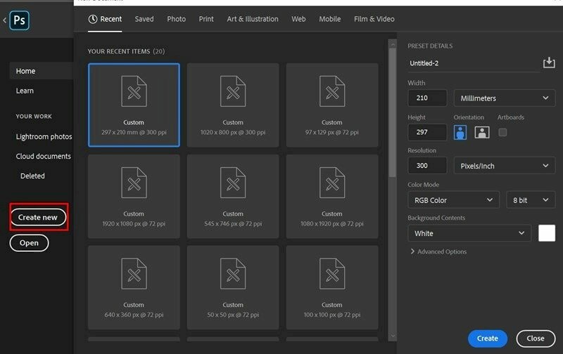 Tạo khổ giấy A5 trên photoshop - InKyThuatSo