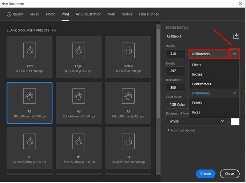Tạo khổ giấy dọc A5 trên Photoshop - InKyThuatSo