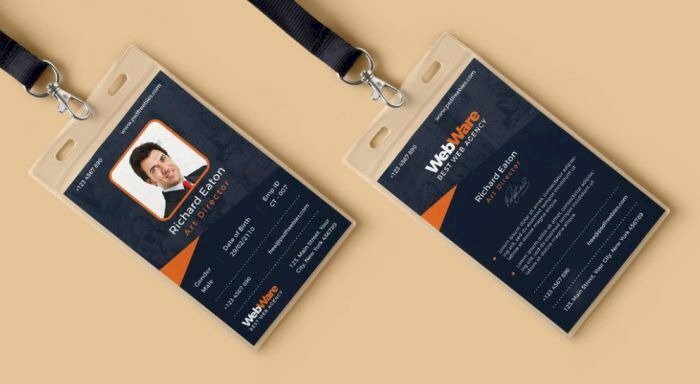 Mẫu bao đựng thẻ nhân viên đứng có dây đeo - InKyThuatSo