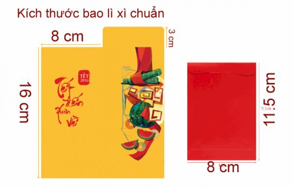 Kích thước bao lì xì chuẩn