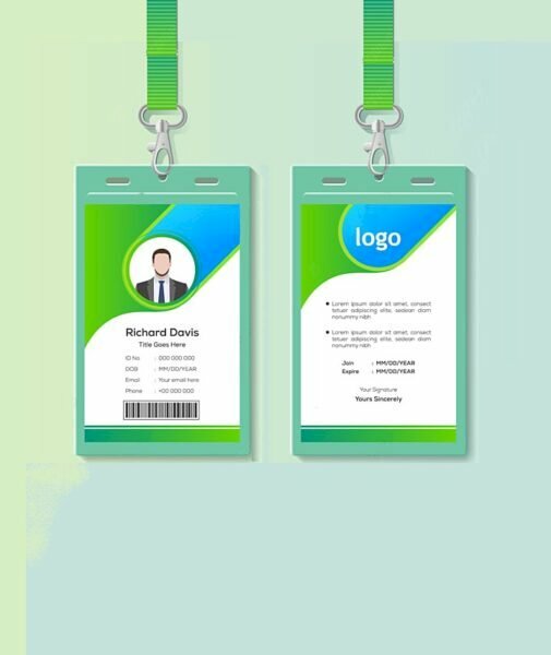 kích thước thẻ nhân viên dọc thiết kế đẹp, chuyên nghiệp