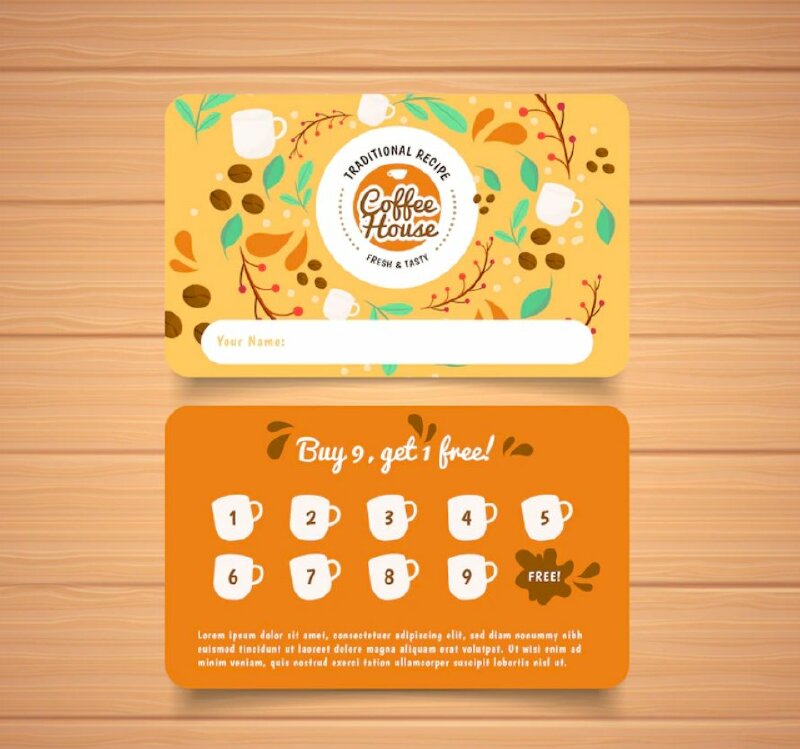 Phiếu tích điểm trà sữa, cafe kích thước chuẩn