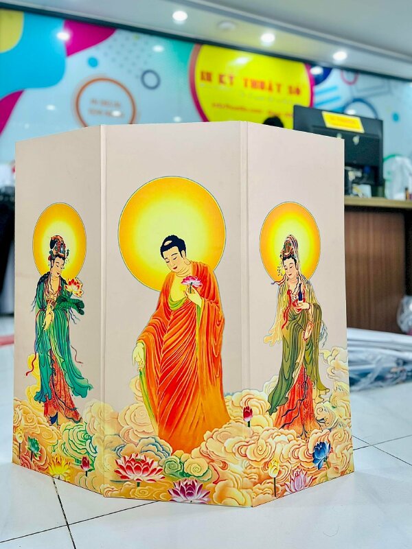 Mẫu in hình Phật thết kế cấn xếp gọn gàng, tiện dụng