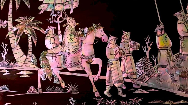 Tranh khảm trai vinh quy bái Tổ