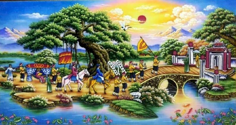 Tranh Trạng Nguyên cùng đoàn người về quê vinh quy bái Tổ tuyệt đẹp
