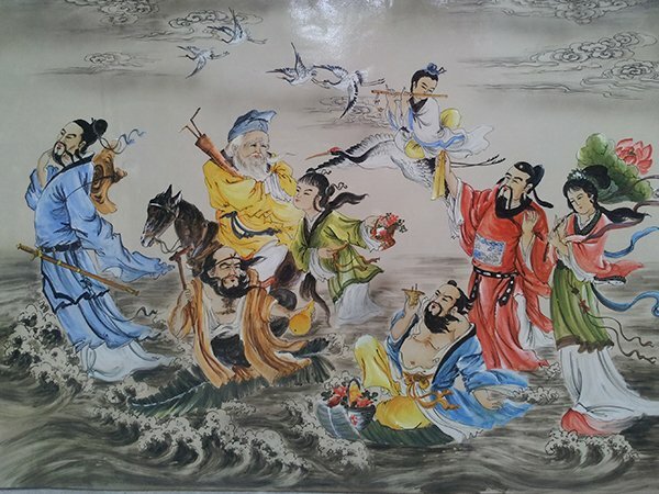 Tranh Bát Tiên Quá Hải trang trí phòng khách đẹp 