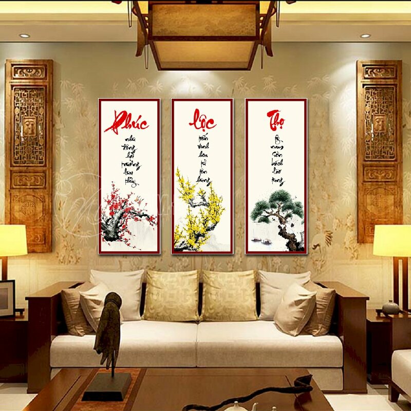 Tranh Phúc Lộc Thọ tiếng Việt treo phòng khách đẹp nhất