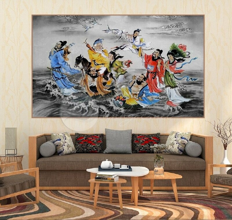 Tranh Bát Tiên đẹp trang trí phòng khách