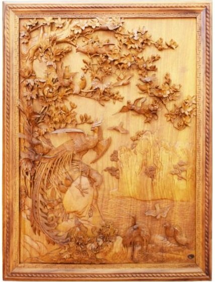 Tranh Bách Điểu Triều Phụng bằng gỗ đẹp nhất 