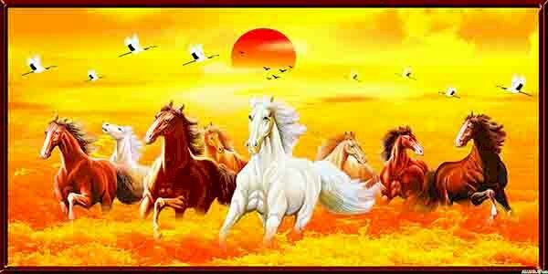 Tranh mã đáo thành công màu vàng đẹp nhất