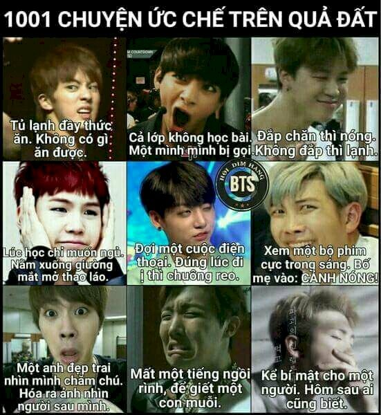 Ảnh dìm nhóm nhạc BTS có chữ hài hước