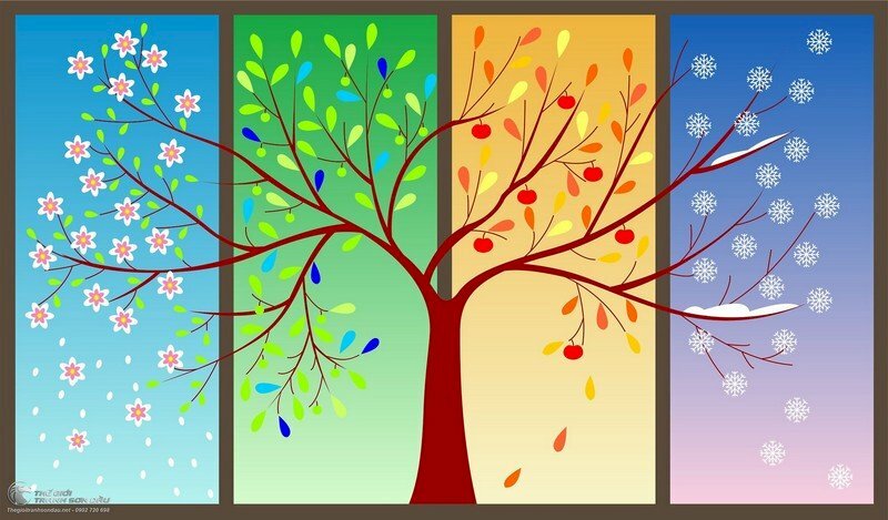 Tranh 4 mùa hiện đại mang nét Châu Âu