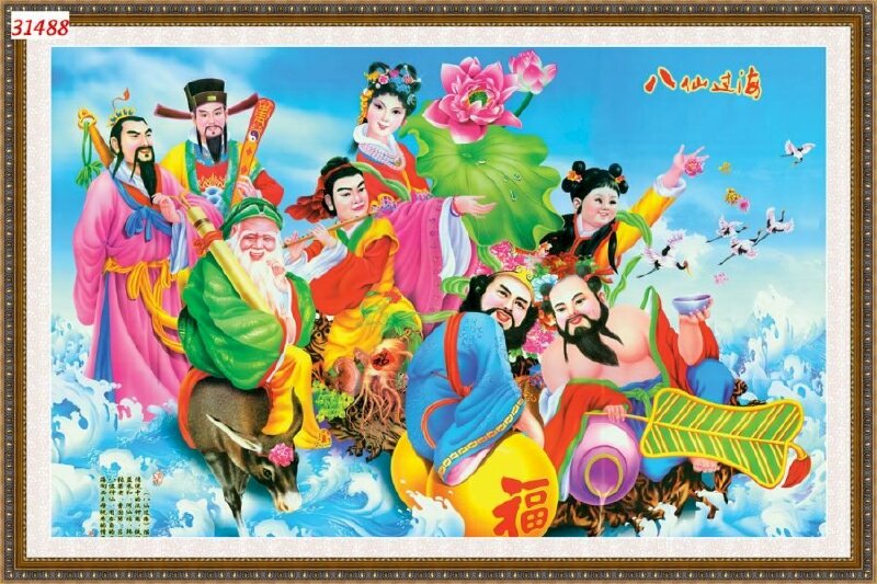 Tranh Bát Tiên hội tụ mang lại may mắn tài lộc 