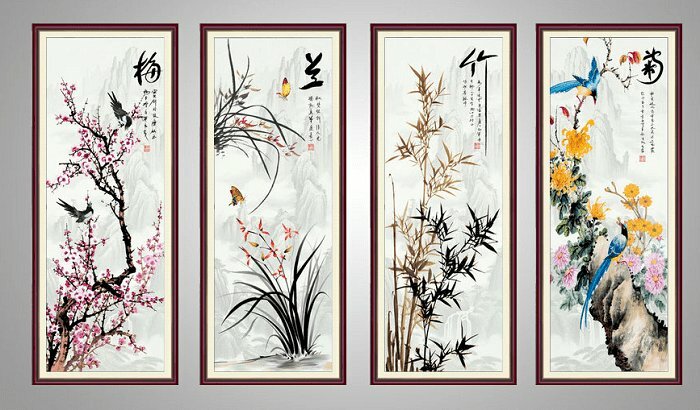 Tranh tứ quý mang phong cách Á Đông