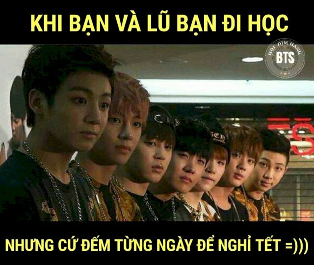 Ảnh dìm BTS cả nhóm có chữ vui vẻ 