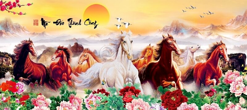 Tranh mã đáo thành công 3D đẹp sống động