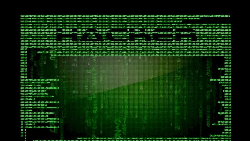 Ảnh màn hình hacker có dãy số bit