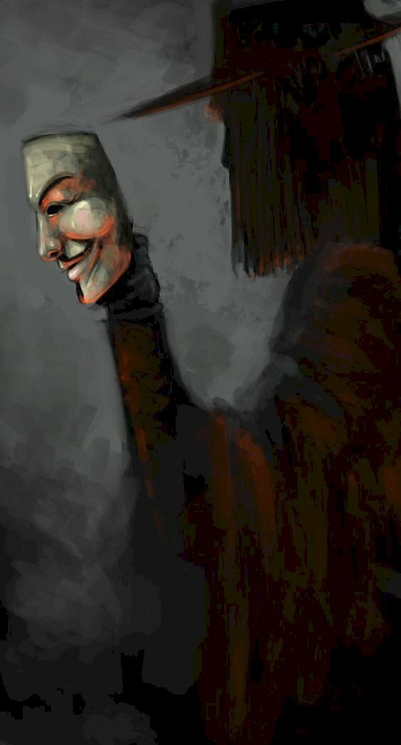 Ảnh Anime hacker với một người trong áo choàng đen đang mang chiếc mặt nạ và bắt đầu của tội ác