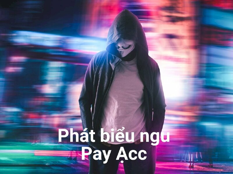 Ảnh chế hacker hài với dòng sản phẩm chữ "phát biểu ngu, pay acc"