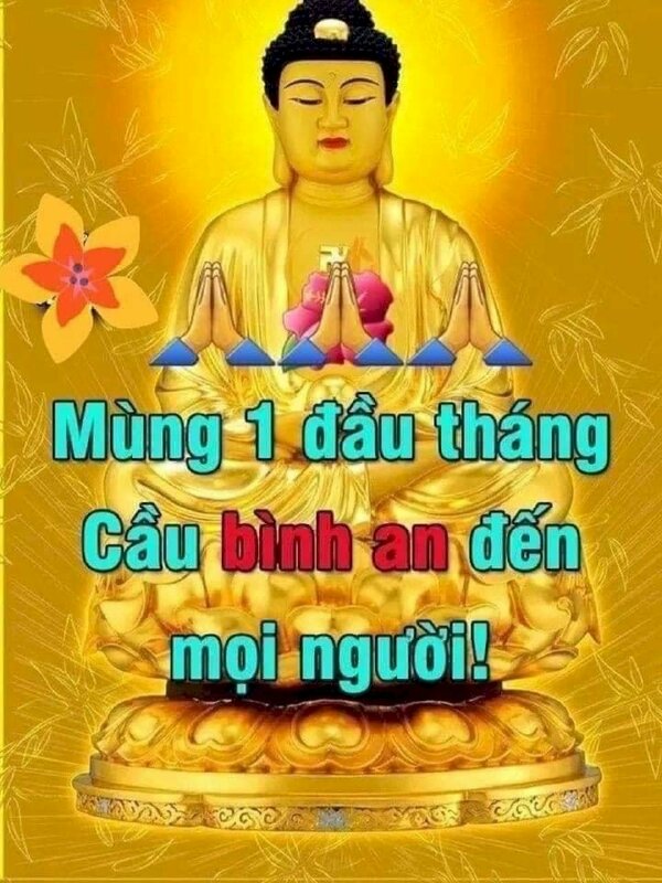 Hình hình ảnh Phật sở hữu chữ chúc bình an đầu tháng